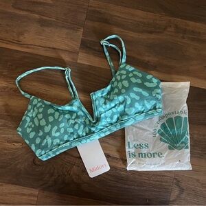 Midori Nalu Mer Top in Teal and Leopard Print